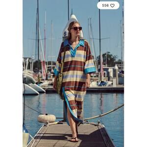 Free People Jackson Rugby Midi Shirt Dress Small